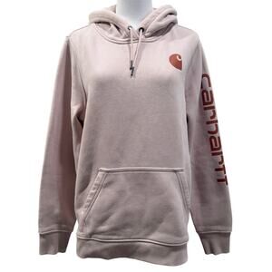 Carhartt Iconic Clarksburg Logo Sweater Hoodie Blush Pink Women Large Cozy